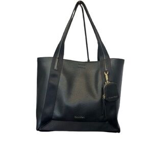 Calvin Klein Black Pebbled Leather Tote Bag with Matching Coin Pouch
